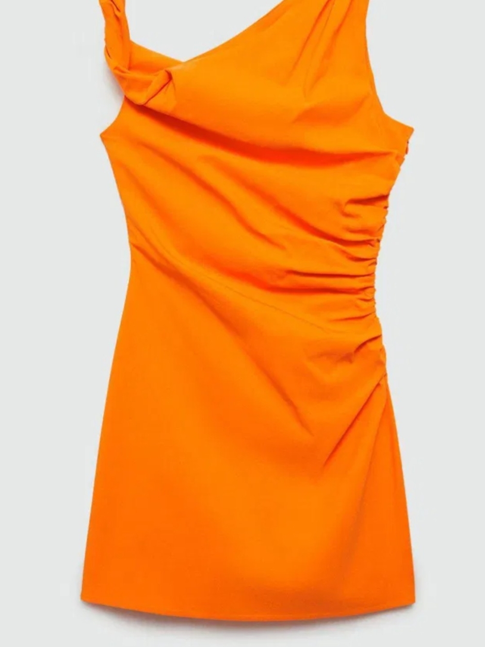 Mango Vibrant Orange One-Shoulder Assymetrical Mini Dress